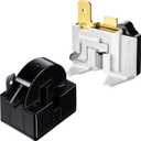 Mudder QP2-4.7 PTC Starter Relay 1 Pin Refrigerator Starter Relay and 6750C-0005P Overload Protector Compatible with LG Refrigerator Compressor, 2 Pieces in Total