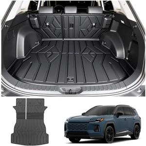 PWY Cargo Mat with Backrest Mat Replacement for Toyota RAV4 2019-2025 (Include Hybrid) All Weather TPE Trunk Cargo Liner with Seat Back Mat, Car Mat Accessories