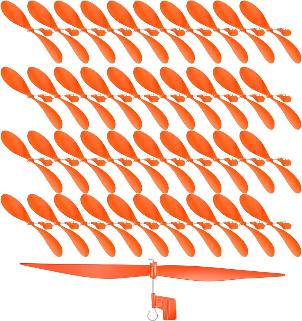 Libima 40 Pcs Plastic Propeller for STEM Activities Fold Resistant Propeller Blades with Rubber Band Hooks for Airplanes and Helicopters from Research Institution, 7.1 Inches(Orange)
