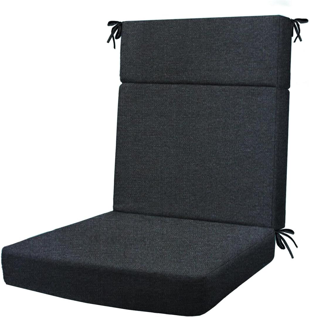 Pcinfuns Indoor/Outdoor High Back Chair Cushion for Adirondack,All Weather Replacement Rocking Chair Cushions,Outdoor Seat Chair Cushion 44"x21"x4",1 Count,Black Grey