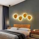 3 Pack Round Warm White LED Wall Sconce Lighting Lamps Indoor Wooden Wall Lights Fixture Night Lamp for Living Room Bedroom Hallway Kitchen Bathroom Home Decor (Irregular-7.5"-8W)