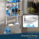 Consumest Over The Door Shower Caddy - 4 Tier Adjustable Hanging Shower Organizer Shelf with 2 Soap Holders & 22 Hooks, Rustproof Easy Installation Hanging Storage Rack for Bathroom, Silver
