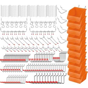 HORUSDY 238-Piece Pegboard Hooks Assortment, Pegboard Accessories with Pegboard Bins for Organizing Various Tools