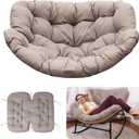 Outdoor Rocking Chair Cushion  Waterproof Wicker Egg Chair Replacement Pad, Thick Papasan Seat Cushion with Ties for Indoor & Outdoor Patio, Porch, Balcony, or Garden (Khaki)