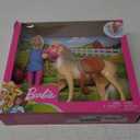 Barbie Playet with Blonde Fashion Doll in Riding Outfit & Light Brown Horse with Saddle, Bridle & Reins 