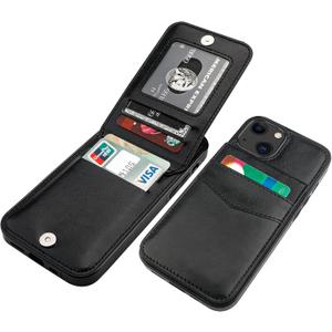 KIHUWEY Compatible with iPhone 13 Case Wallet with Credit Card Holder, Premium Leather Magnetic Clasp Kickstand Heavy Duty Protective Cover for iPhone 13 6.1 inch(Black)