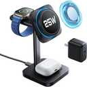 ESR for 3 in 1 Charging Station, Qi2.2 Certified 25W MagSafe Charger Stand with CryoBoost, Phone-Cooling Fast Charging Station, for iPhone 17/16 with iOS 26, AirPods, Apple Watch, Black