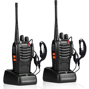 pxton Walkie Talkies Rechargeable Long Range Two-Way Radios with Earpieces,2-Way Radios UHF Handheld Transceiver Walky Talky with Flashlight Li-ion Battery and Charger, 2 Pack