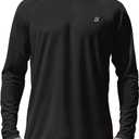 Roadbox Mens UPF 50+ UV Sun Protection Shirts Outdoor Long Sleeve SPF Rash Guard for Fishing Hiking Swimming Running (Black), XL