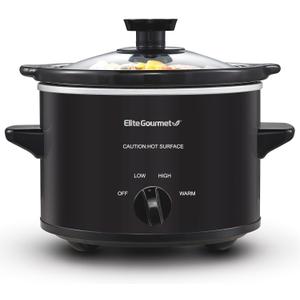 Elite Gourmet MST-250XB Electric Slow Cooker Ceramic Pot, with Adjustable Temp, Entrees, Sauces, Soups, Roasts, Stews & Dips, Dishwasher Safe (1.5 Quart, Black)