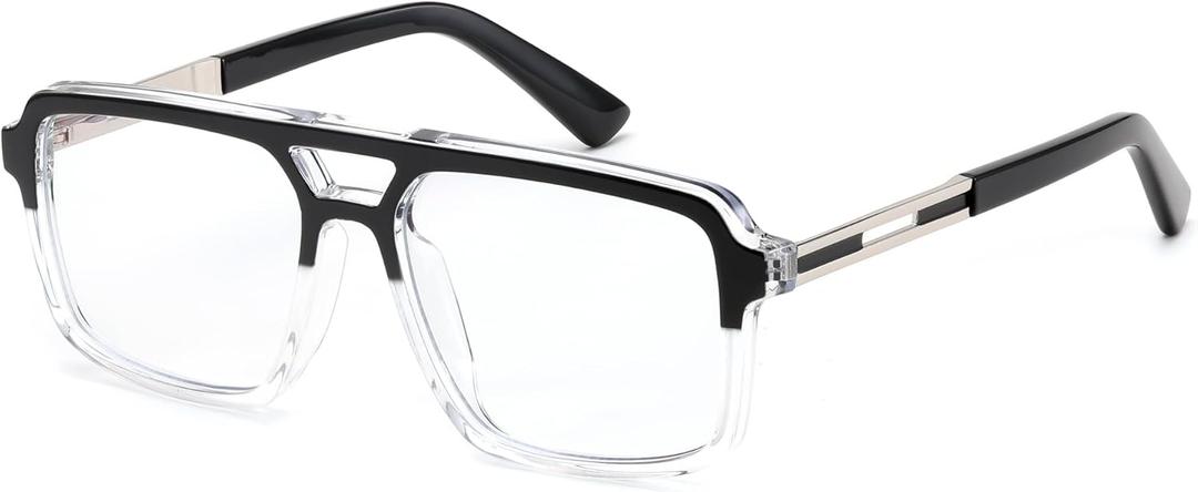 FEISEDY Retro Aviator Blue Light Glasses for Men Women Square Frame Computer Reading/TV/Phones Glasses B0209
