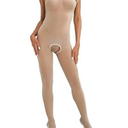 FiwoXam Women's Bodysuits Pantyhose Bodystocking Ultra Shimmery Stretch Toe to Bust Crotchless Body Stocking Lingerie (Nude)