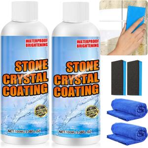 2Pcs Stone Brighten Crystal Plating Agent, Stone Crystal Plating Agent, Marble Stain Remover,Marble Polish, Nano Stone Crystal Plating Agen, Effectively Brightens Ceramic and Stone Coatings 100ml