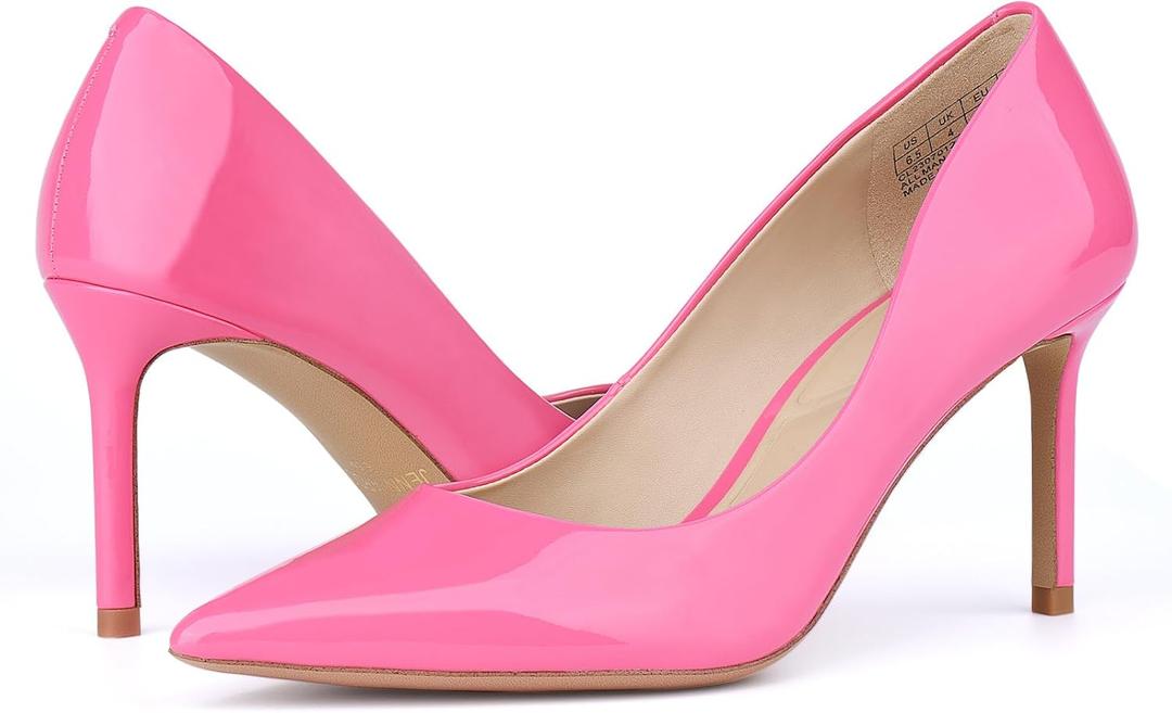 JENN ARDOR Women's Comfortable Stiletto Pumps 3 inch Elegant Gorgeous Closed Pointed Toe Slip On Solid High Heels for Ladies Wedding Dress Shoes (7.5)