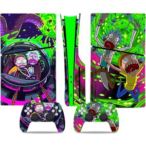 Decal Skin for PS5 Slim Console and Controllers Disk Edition, PS5 Console Accessories, Vinyl Skin Stickers for PlayStation 5 Slim - Green and Purple