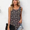 Ficerd Women's Tank Tops Sleeveless Tunic Pleated Crew Neck Blouses Summer Dressy Casual Loose Spring T Shirts (Black, S)