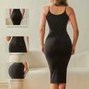 Women Summer Bodycon Dress for Women Sleeveless Casual Party Tummy Control Shapewear Slip Dress Midi Body Shaper (X-Large, Black)
