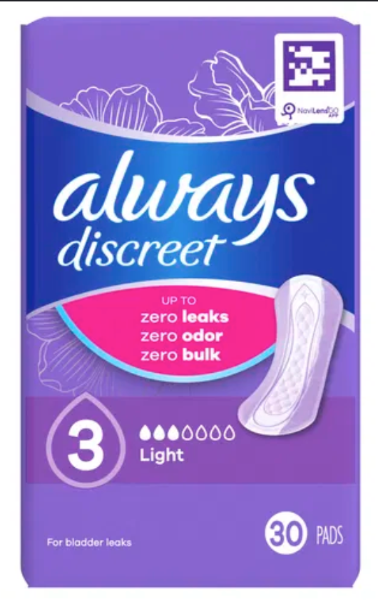 Always Discreet 3 Light Pads - 30 Count