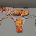 SweatyRocks Women's 3 Piece Swimsuits Floral Print Halter Triangle Bikini Sets Bathing Suit with Cover Up (Medium, Multicolor)