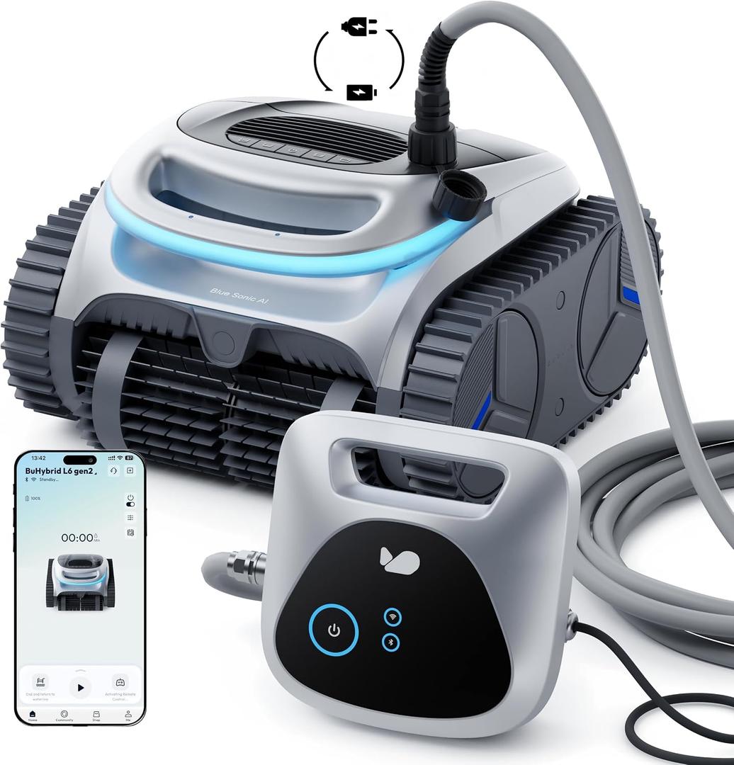 (2026 New) BUBLUE C20H Gen2 Pool Vacuum for Inground Pools, Corded & Cordless Hybrid Pool Cleaner Robot with Smart Navigation, APP, Cleaning Floor/Wall/Shallow for Pool Up to 1615 Sq.Ft, Matte Silver