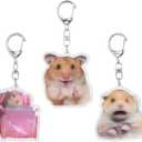 3 x 6 Pcs Cute Animal Keychain Set Cute Hamster Meme Keychains - Funny Hamster Ornaments for Bags/Purse Accessories, Kawaii Charm Funny Keychain (Animal-Themed Keychains)