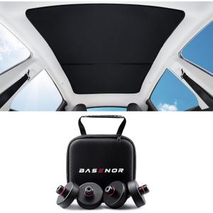 BASENOR Tesla Model Y Glass Roof Sunshade with Storage Bag and Tesla Pucks, Jack Lift Pad Adapter Tool with TPE Material Storage Case
