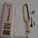 Double-Edged Bread Knife Package Slicer for Sourdough Bread, 16.5" Premium Wooden Bow Design, Premium Stainless Steel Serrated Saw, Cutter for cutting Loaf, Sandwich, Bagels, Homemade Bread (Birch)