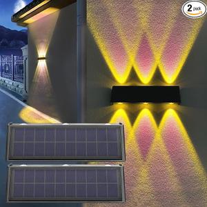 Mrzxy Solar Wall Lights Outdoor Waterproof Aluminum Up and Down LED Outdoor Solar Lights for Sign, Yard, Outside, Porch, Wall