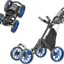CaddyTek 4 Wheel Golf Push Cart - Caddycruiser One Version 8 1-Click Folding Trolley - Lightweight, Compact Pull Caddy Cart, Easy to Open