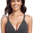 DreamLeaf Women's Triangle Bralettes Cami Deep V-Neck Plunge Bra Wireless Adjustable Criss Cross Unlined Yoga Bra (Black, S)