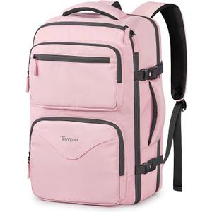 Taygeer 18 x 14 x 8 Inches Personal Item Bag, Travel Personal Item Bag with Water Bottle Pocket & Shoe Pouch, TSA Approved Under Seat Carry on Backpack Fits 15.6 inch Laptop for Women Airplanes, Pink