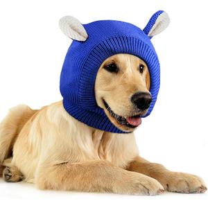Quiet Ears for Dogs, Dog Ear Muffs Noise Protection Knitted Pet Ears Snood Head Wrap Hats for Medium to Large Cats Pets(Royal Blue)