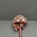 Sharebeauty 7.1 Inch Handmade Satin Rose Bridal Bouquet Toss Round Wedding Bouquet Throw Toss Artificial Flower Bunch Pastel Pink + Ivory
