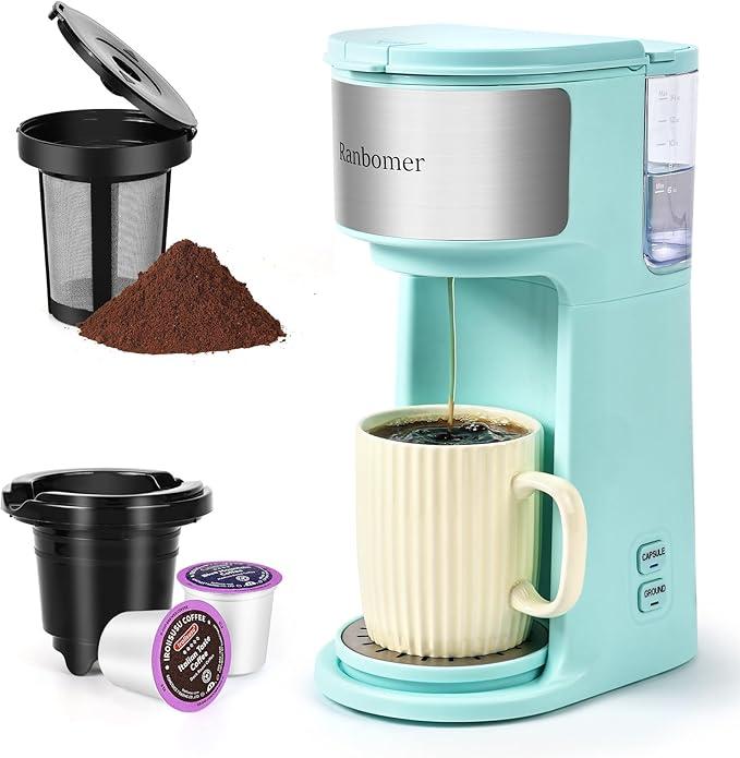 K Cup Coffee Maker. Pod Coffee Machine 14 Oz,Ground Coffee Maker (Mint) K Cup Coffee Maker. Pod Coffee Machine 14 Oz,Ground Coffee Maker (Mint)