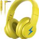 Candy Bila Kids Headphones, Wired Headphones for Kids Over Ear with Microphone, 85/94dB Volume Limiter Headphone for Girls Boys, Foldable Headphone for Learning & Entertainment, Yellow