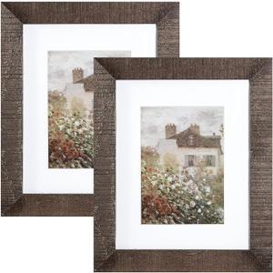 8x10 Wood Picture Frame Rustic Photo Frame Real Glass for Wall and Tabletop Brown - 2 Pack