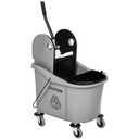 HOMCOM 9.5 Gallon (38 Quart) Mop Bucket with Wringer Cleaning Cart, 4 Moving Wheels, 2 Separate Buckets, & Mop-Handle Holder, Grey