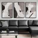 Large Framed Black and White Grey Abstract Wall Art for Living Room, 3 Piece Modern Canvas Prints Paintings Artwork for Walls, Minimalist Abstract Pictures for Hallway, Office Wall Decor 24x36 Inch, 24" W x 36" H x 3Pcs