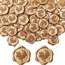 Yoption Eucalyptus Wax Seal Stickers, 50 Pack Antique Gold Self Adhesive Envelope Seal Stickers for Wedding Party Birthday Christmas