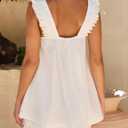 Wyeysyt Womens Pajamas Set 2 Piece Cotton Ruffle Pj Lounge Sets Trim Cami Top and Shorts Sleepwear Set (White, L)