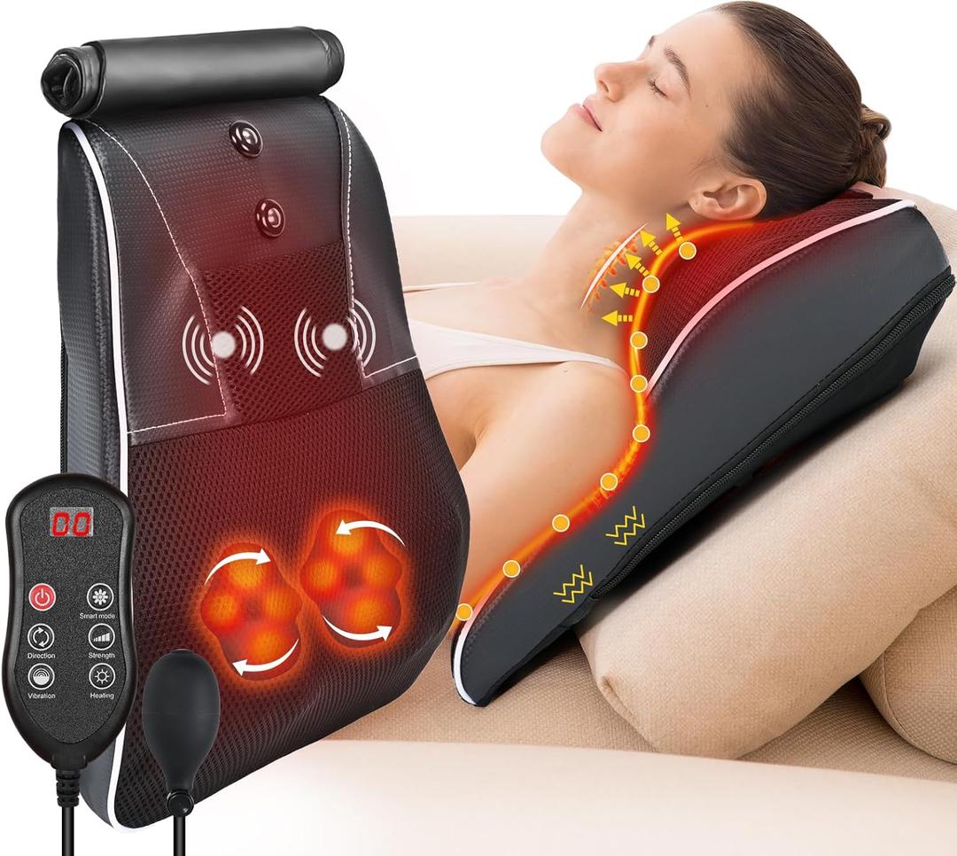 Shiatsu Neck and Back Massager with Heat,Neck Massager for Pain Relief deep Tissue,3D Kneading Massage Pillow for Back,Shoulder,Leg,Gifts for Mom,Dad,Women (Black)