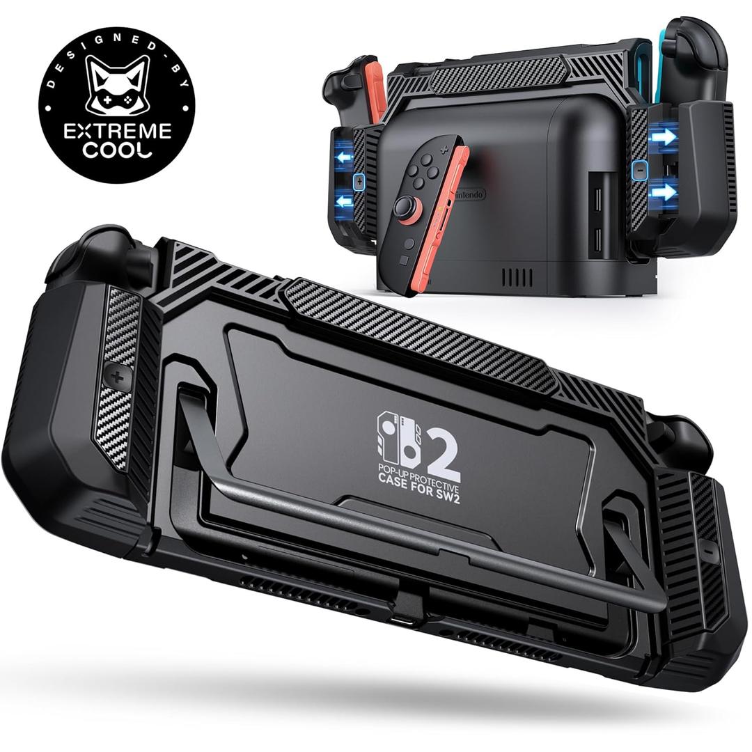 Dockable Case for Nintendo Switch 2,[Exclusive Pop-up Joy-Con Quick Release][Military-Grade Protection][Stand Compatible] Switch 2 Protective Case with Ergonomic Grip, Hard Shell for Switch 2 Console