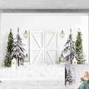 Kate 7x5ft Christmas Backdrop Winter Snow Tree Backdrops for Photography White Barn Door Kids Holiday Background Studio Props
