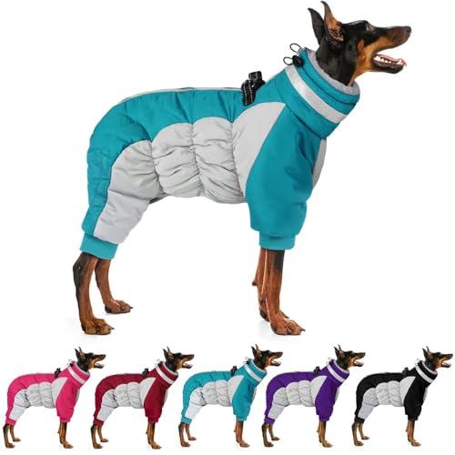 MIGOHI Full Body Dog Coat - Warm Reflective Small Dog Winter Coat with Harness, Turtleneck Fleece Jacket for Dogs,Four-Leg Windproof Puffer Jackets Snowsuit with Zipper for Small Medium Large Dogs,S