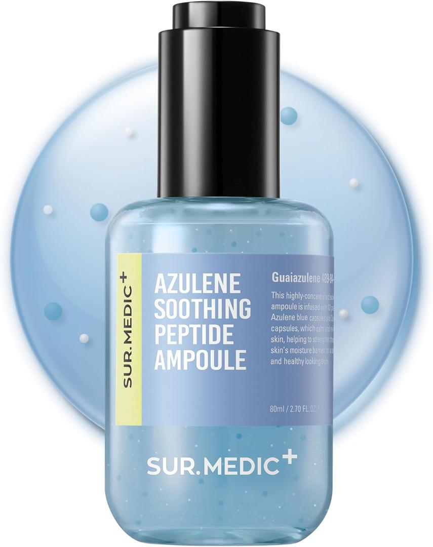 SURMEDIC AZULENE Moisturizing Soothing Ampoule, Hydrating Calming Relief Facial Serum for Dry Face, Sensitive Skin, Barrier Repair, Korean Skin Care 80ml, 2.7 oz