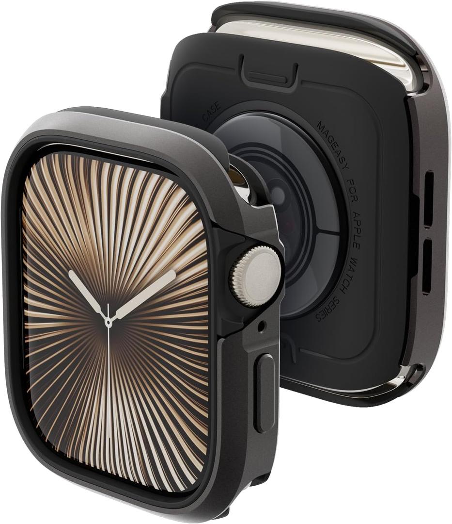 MAGEASY Aircraft-Grade Aluminum Rugged Case for 42mm Apple Watch Series 11, 10 | 2 in 1 Metal Hard Shell with Shockproof Inner Bumper for Maxed Protection, Odyssey - Slate Gray