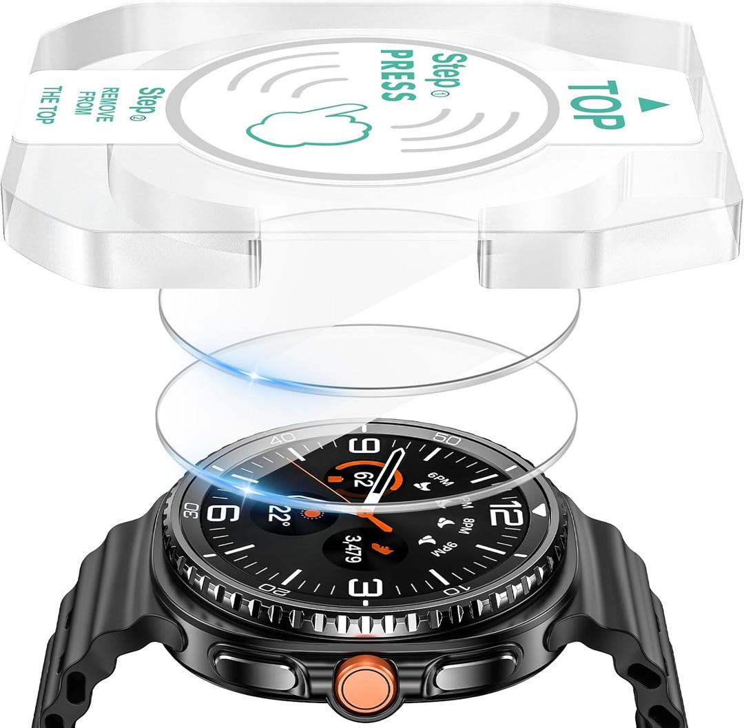 Tensea 2Pack Compatible with Samsung Galaxy Watch 8 Classic Screen Protector 46mm Accessories, Tempered Glass Protective Film, Auto-alignment Installation Kit, Face Cover, Anti-Scratch, No Bubbles