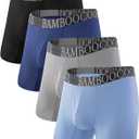 BAMBOO COOL Men's 360 Breathable Mesh Underwear Moisture-Wicking Boxer Briefs Cooling Performance,Multipack (Medium, 06-black/Steel Gray/Navy Blue/Light Blue(4 Pack))