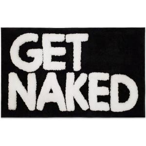 New Mungo Get Naked Bath Mat - Black Cute Bathroom Rugs with White Letters for Apartment Decor - Funny Black - Get Naked Rug for Bathroom - 31" x 20"