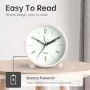Analog Alarm Clock, 4 inch Super Silent Non Ticking Small Clock with Night Light, Battery Operated, Simple Design, Old Fashioned Style Cream Decor, for Bedroom, Bedside, Desk, Adult, Kid, Gift, White